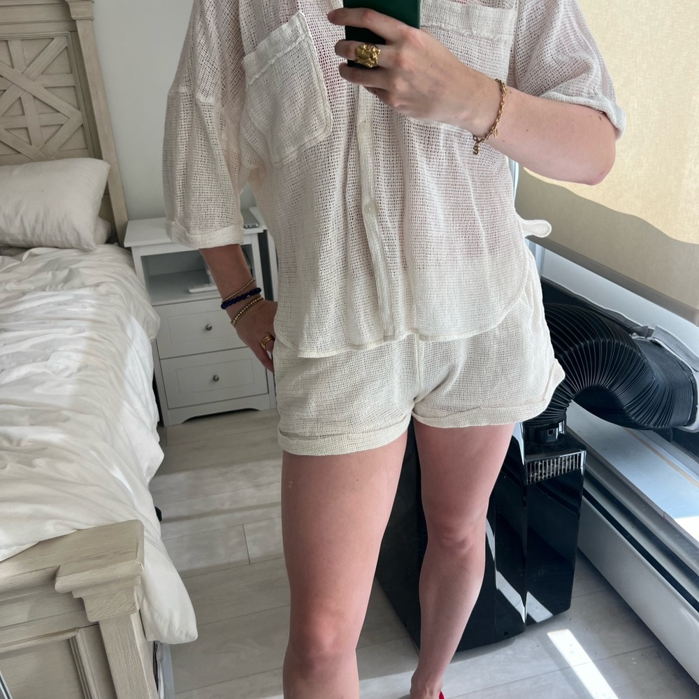 White urban outfitters crochet short set